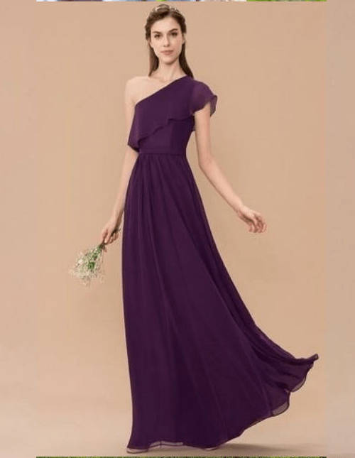 Purple One Shoulder Bridesmaid Dress