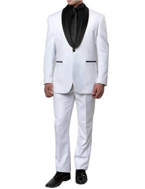 White Formal One Button 2 Pc Suit