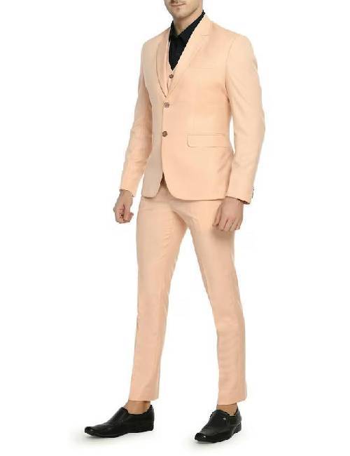 Men 3 piece fancy suit peach
