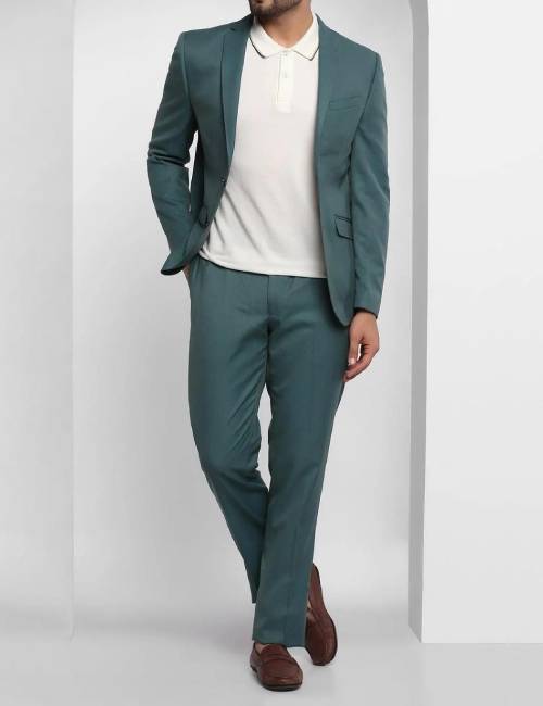 men 2 piece suit in teal