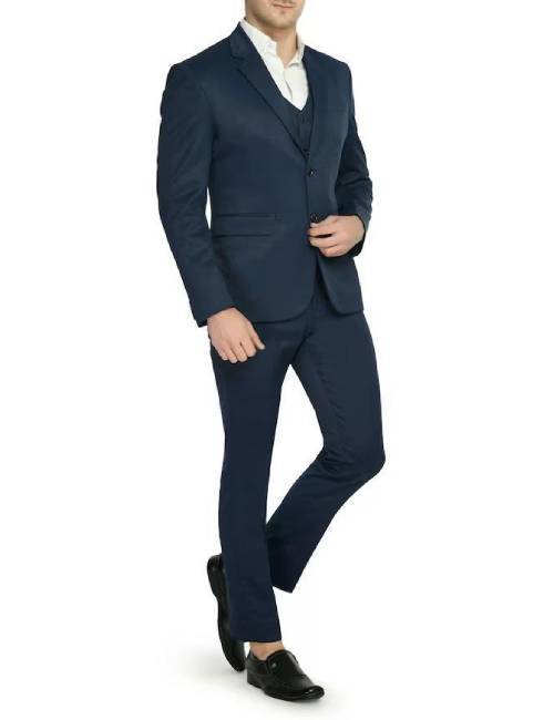 Men solid navy 3 piece