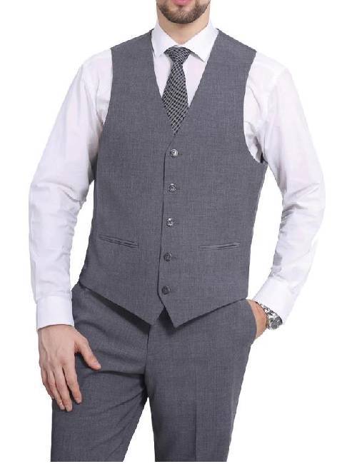 Men Grey vest coat pant