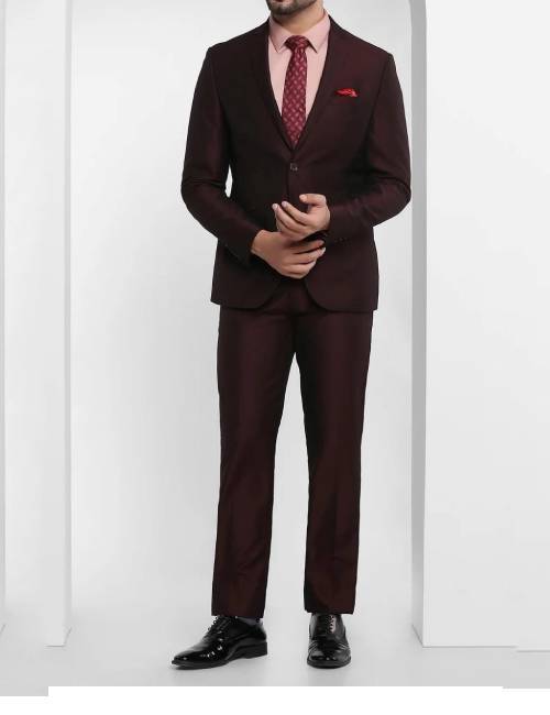 wine textured men’s formal suit 2 piece