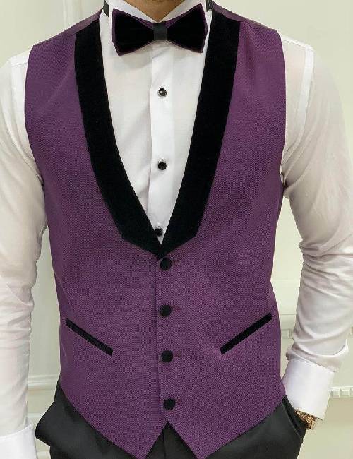 Purple slim fit tuxedo