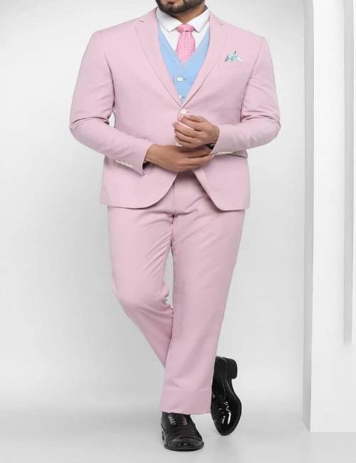 3 piece suit for men Pale Pink Tuxedo