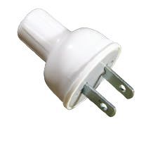 Clavija redonda de vinil blanco 15A, 125V~