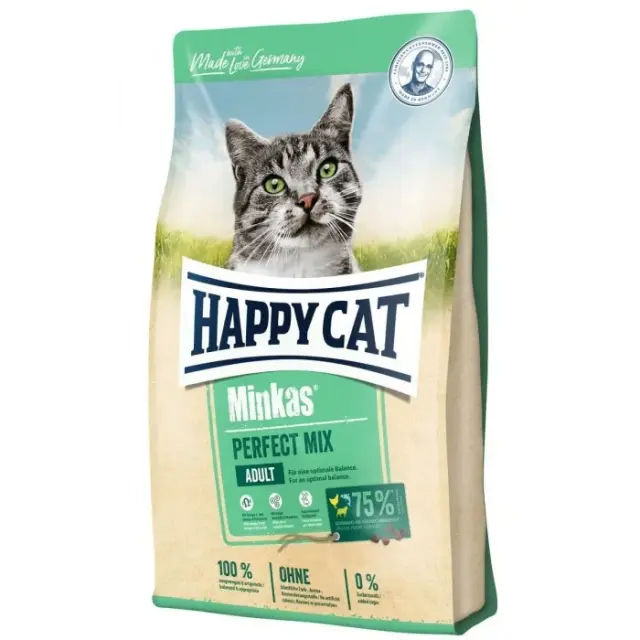 Хеппі Кет Minkas Perfect Mix 1,5 кг, для дорослих котів. Птиця, ягня і риба - фото продукту Фауна