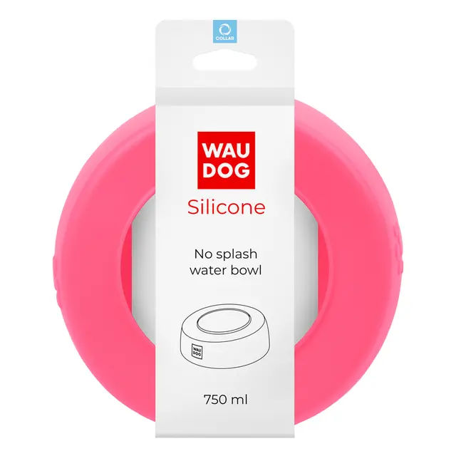 Миска-непроливайка  WAUDOG Silicone, 750 мл рожевий - фото продукту Фауна