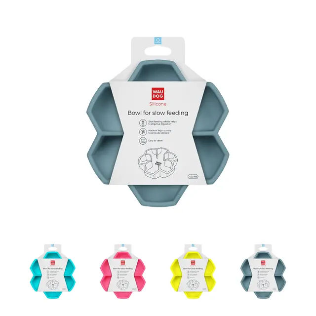 Миска для повільного харчування WAUDOG Silicone, 450 мл, сірий - фото продукту Фауна