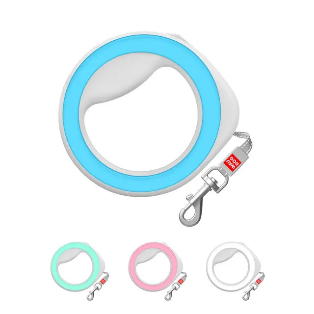 Повідець-рулетка для собак WAUDOG R-leash, кругла, XS-M, до 40 кг, 2,9 м, світловідбиваюча стрічка блакитний - фото продукту Фауна