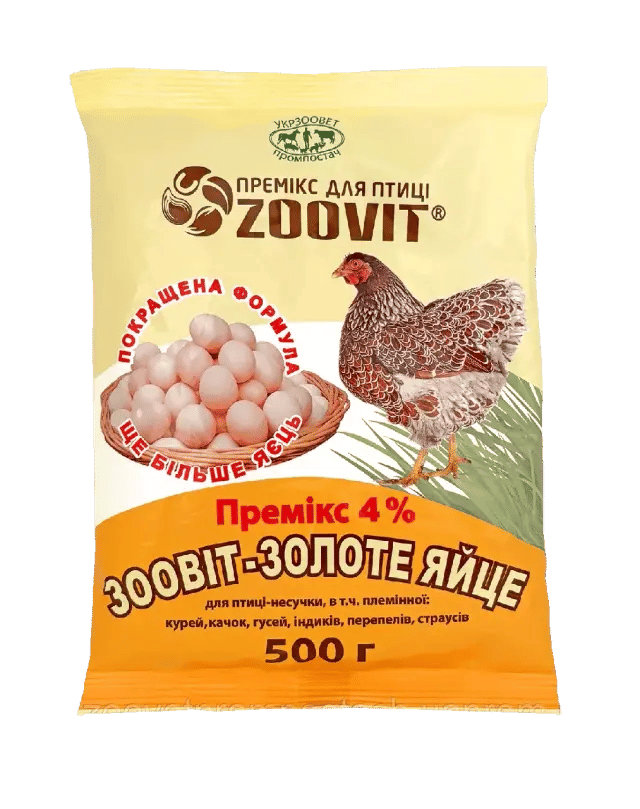 Премікс 4% "Золоте яйце" для несучок 500 г (уп) ПДЗВП - фото продукту Фауна