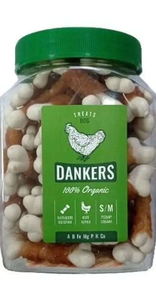 Кальцієві кісточки з куриною грудкою 500 г (банка) "Dankers" - фото продукту Фауна