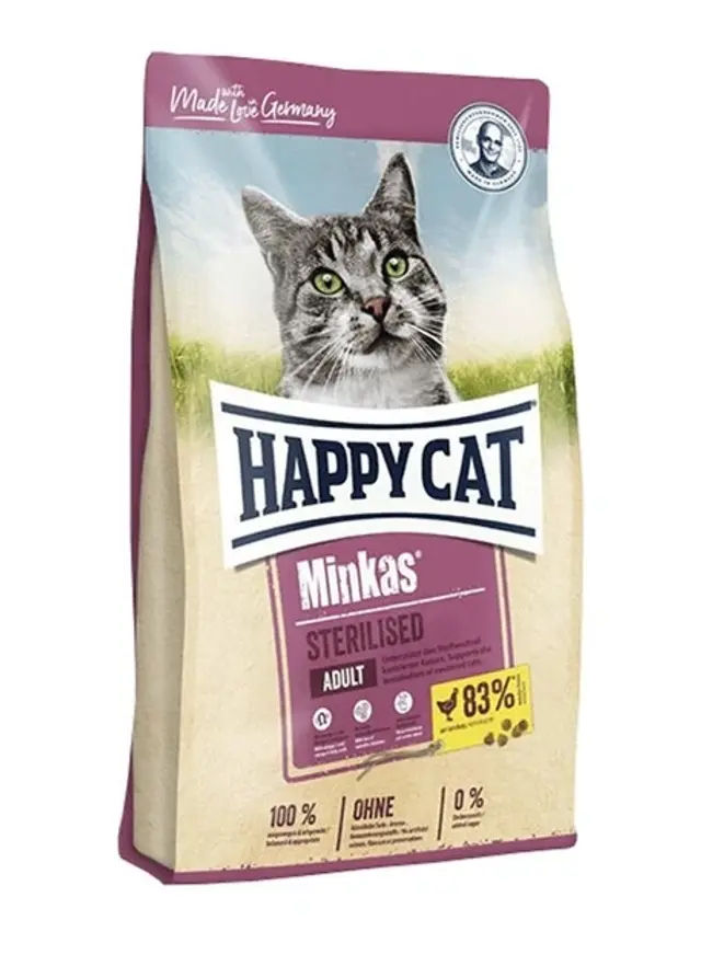 Хеппі Кет Minkas Sterilized 1,5 кг, для стерилізованих кішок і кастрованих котів. Птиця - фото продукту Фауна
