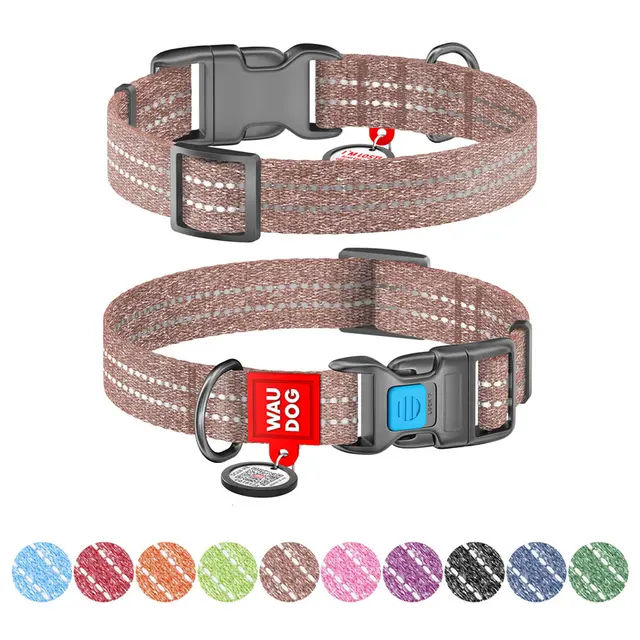 Нашийник зі світловідбив. стрічк. коричневий (M) 25мм/38-50см Collar - фото продукту Фауна