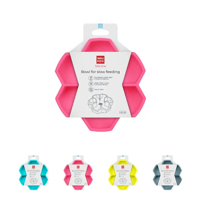 Миска для повільного харчування WAUDOG Silicone, 450 мл, рожевий - фото продукту Фауна