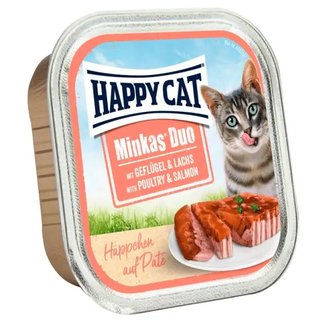 Хеппі Кет Minkas Duo Poultry & Salmon 100 г, для котів. Птиця та Лосось - фото продукту Фауна