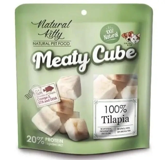 Ласощі для котів та собак Кубики тілапія 60 г (уп) "Pettric" - фото продукту Фауна