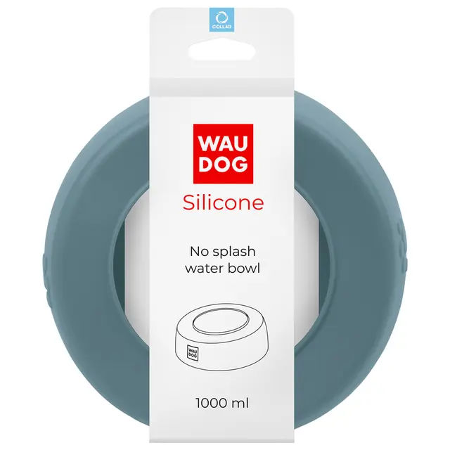 Миска-непроливайка WAUDOG Silicone 1 л сірий - фото продукту Фауна