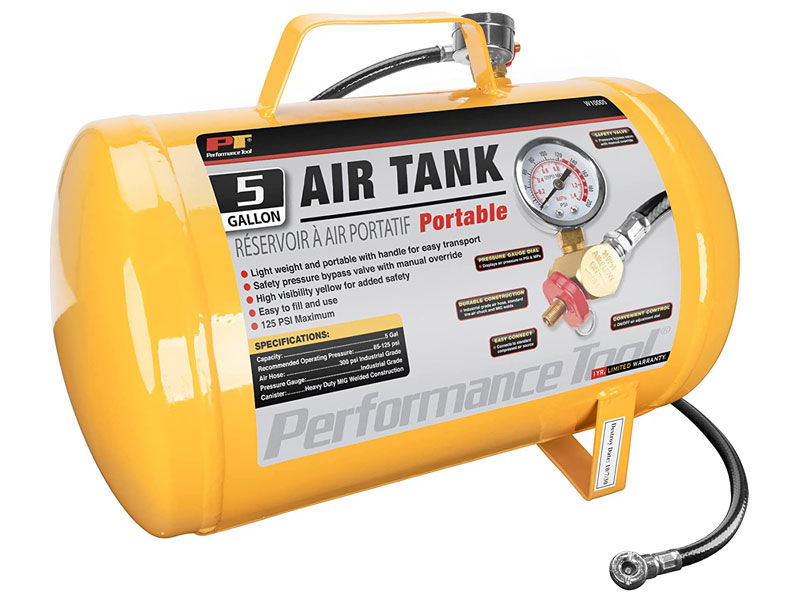 Performance Tool W10005 Hi-viz 5-Gallon Horizontal Portable Air Tank Performance Tool W10005 Hi-viz 5-Gallon Horizontal Portable Air Tank