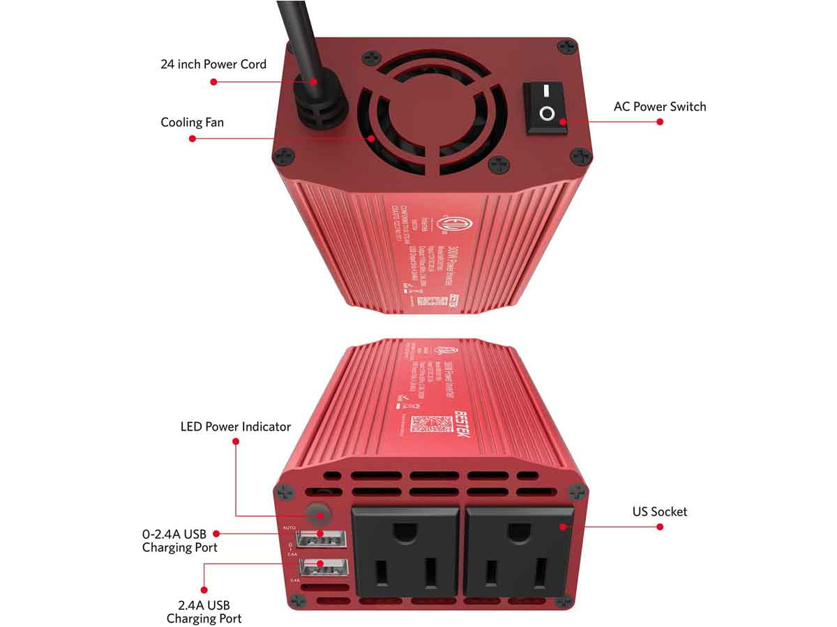 BESTEK 300W Power Inverter features