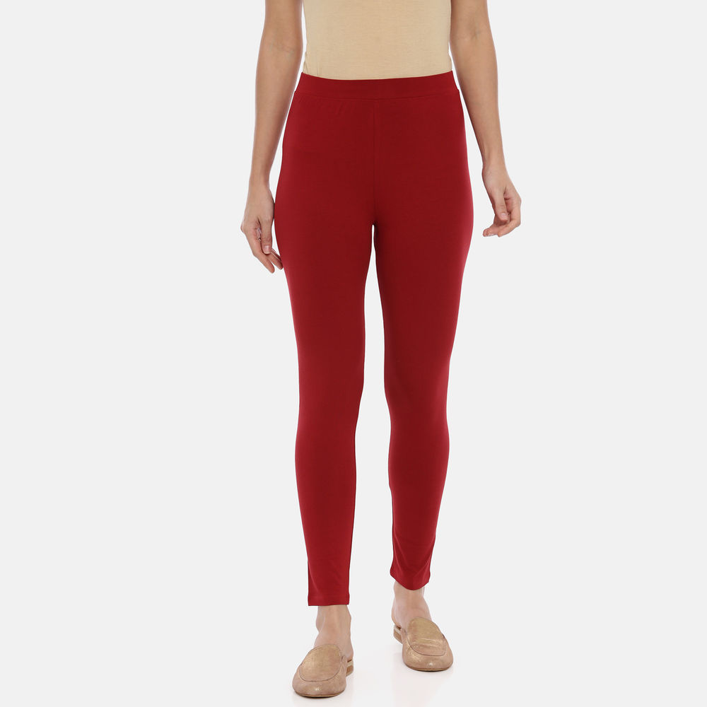 Huggy Women Tomato Solid Ankle-Length Leggings (M) - Yavonne