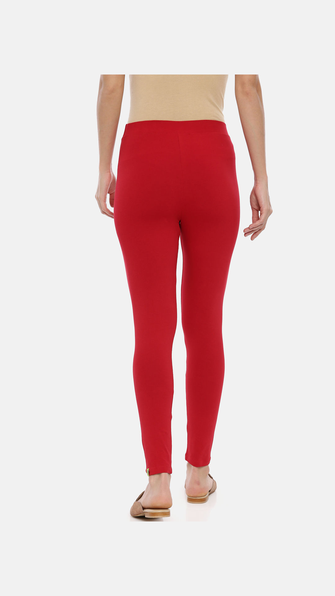 Huggy Women Red chilli Solid Ankle-Length Leggings (XXL) - Yavonne