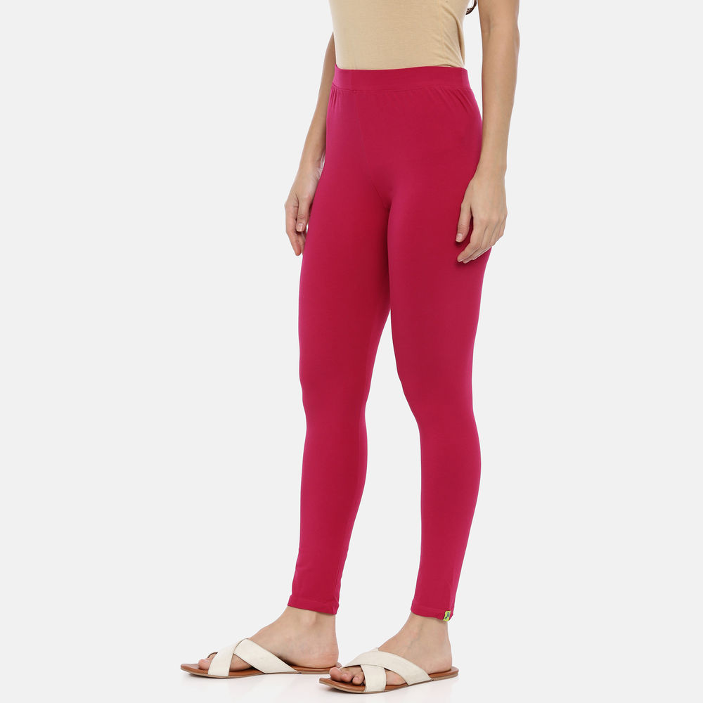 Huggy Women Hot Pink Solid Ankle-Length Leggings (XXL) - Yavonne