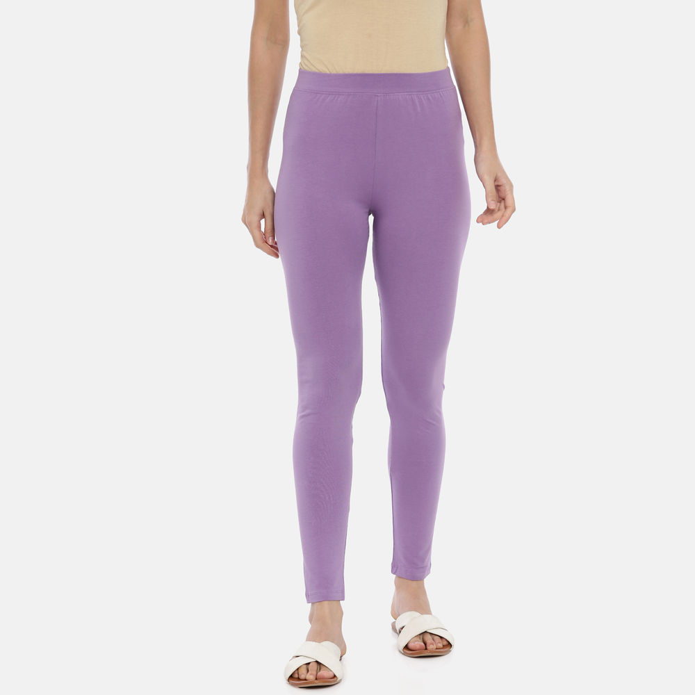 Huggy Women Orchid Lilac Solid Ankle-Length Leggings (XXL) - Yavonne