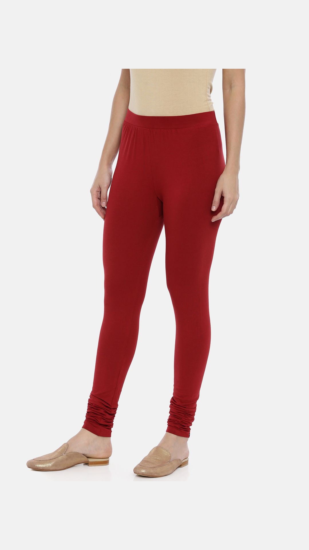 maroon solid full length leggings