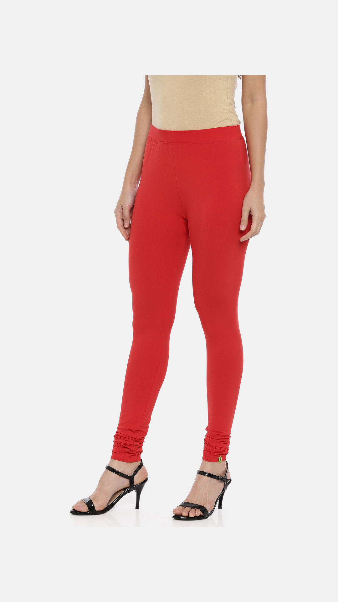 Huggy Women Red chilli Solid Churidar-Length Leggings (XXL) - Yavonne