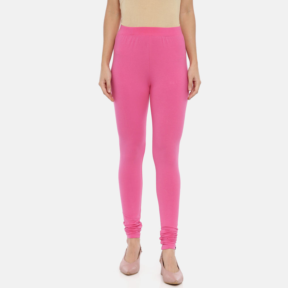 Huggy Women Hot Pink Solid Churidar-Length Leggings (XXL) - Yavonne