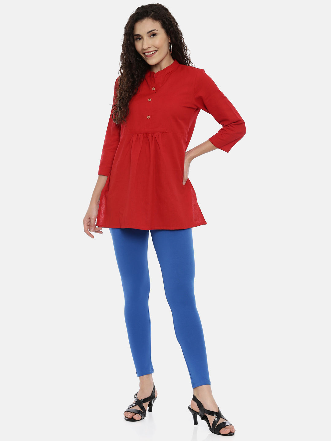 Leggings: Check Women Royal blue Cotton Leggings at Cliths