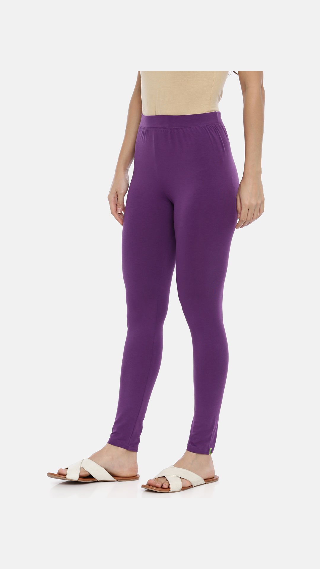 Huggy Women Deep Purple Solid Ankle-Length Leggings (XXL) - Yavonne