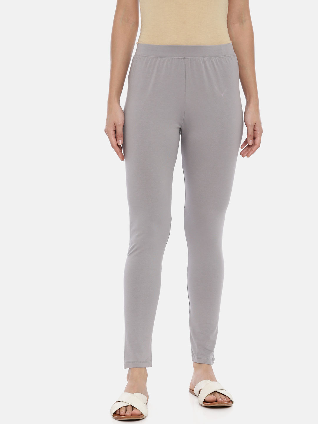 Silver Grey color stretchable cotton ankle Leggings-LGA53