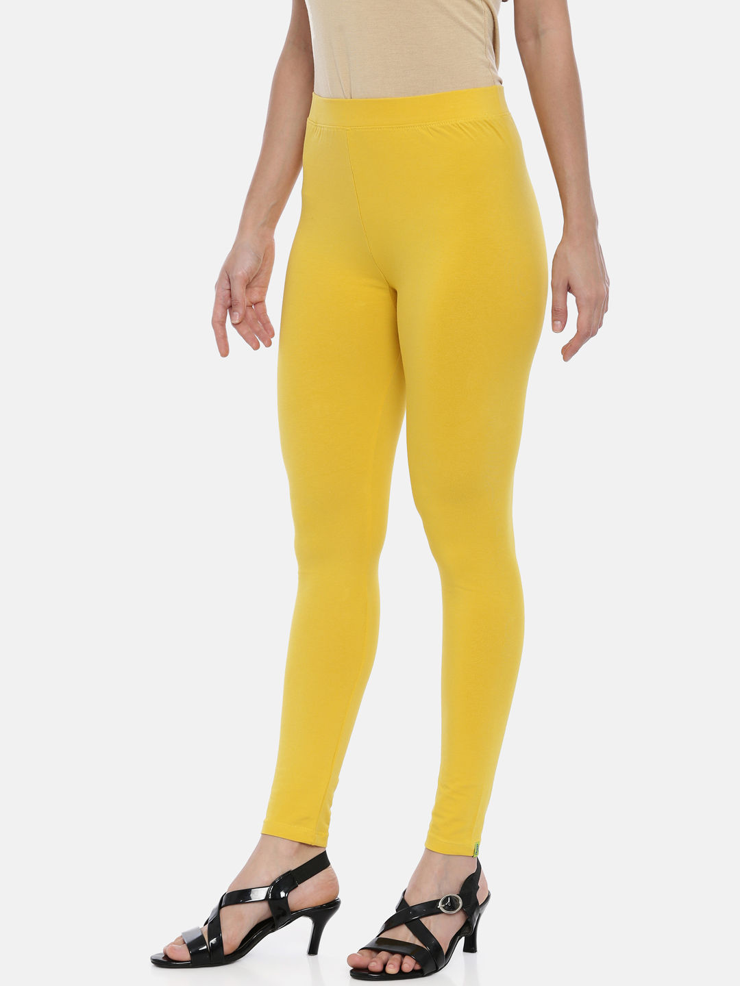 Buy De Moza Women Yellow Solid Cotton Ankle Length Leggings - L Online at  Best Prices in India - JioMart.