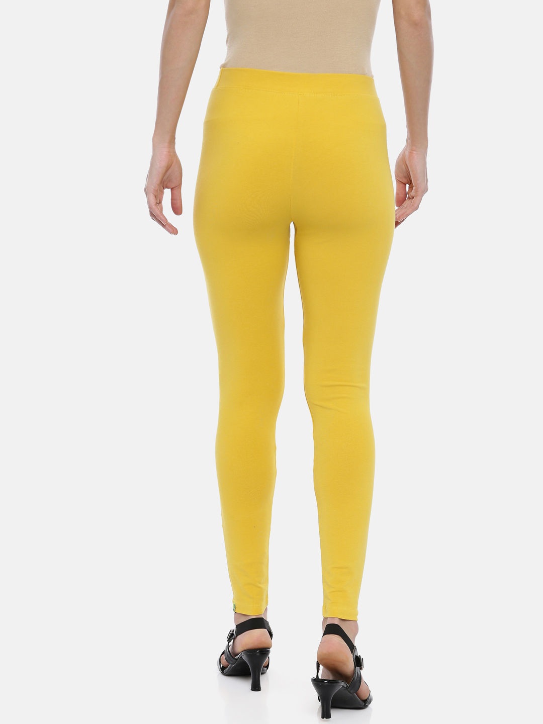 Bio-Wash Yellow Ankle Length Leggings for Women