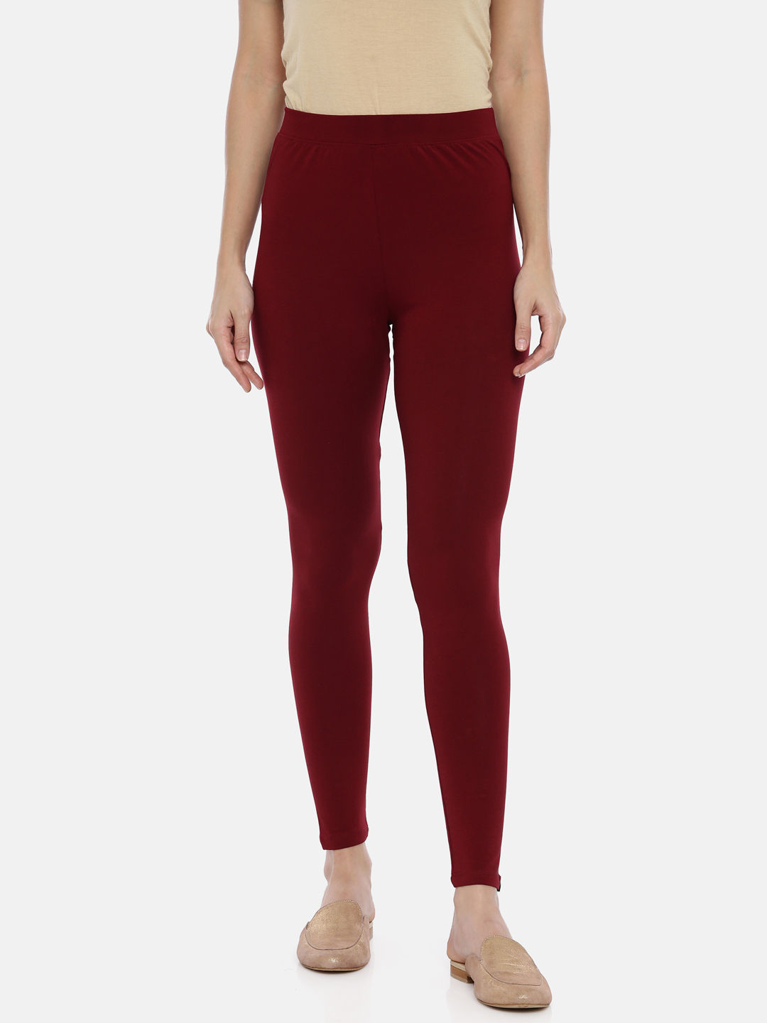 Women Ankle Length Leggings Dark Maroon – De Moza