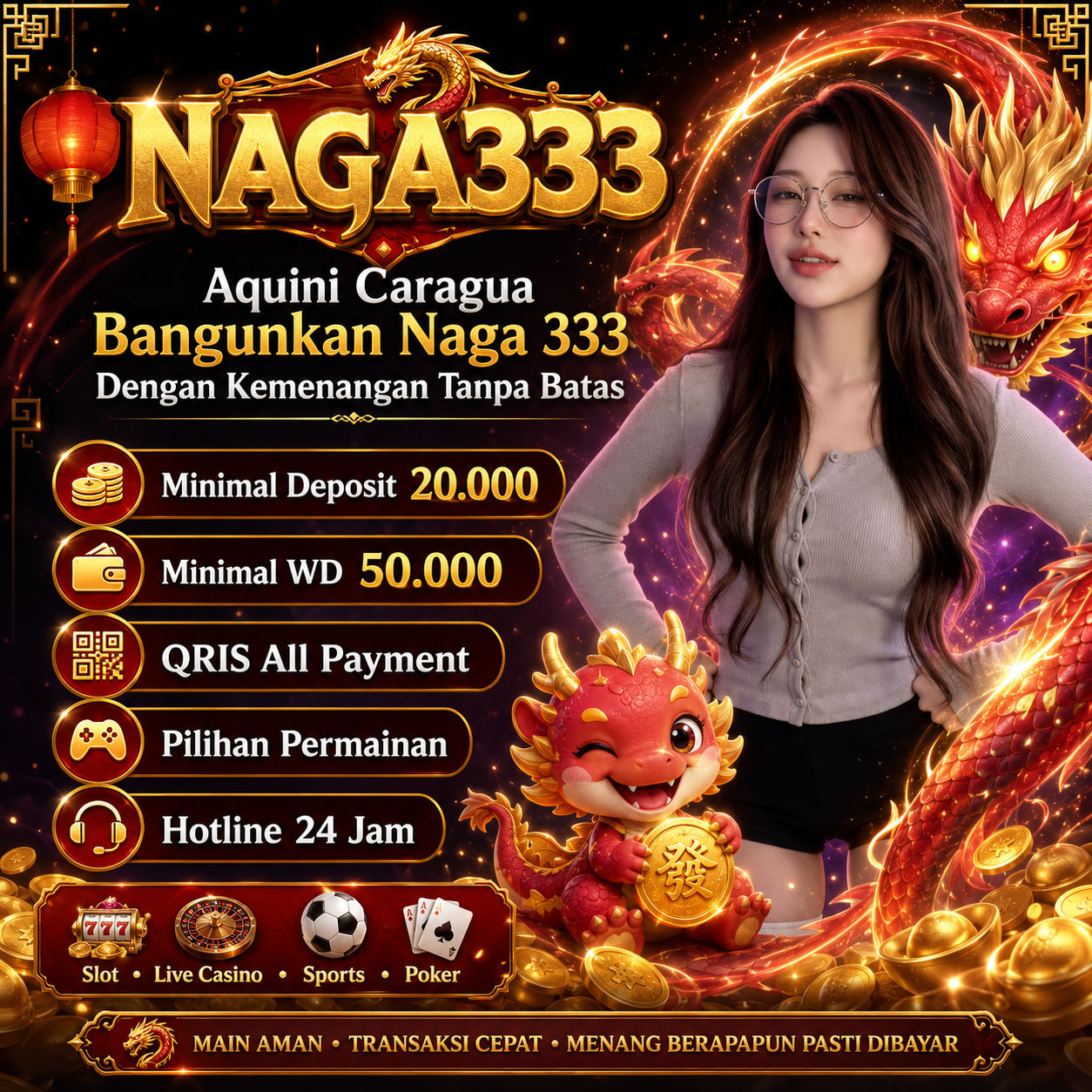 Sertifikat, penghargaan, tanda, atau dokumen yang dipajang di NAGA333 || Aquini Caragua Bangunkan Naga 333 Dengan Kemenangan Tanpa Batas