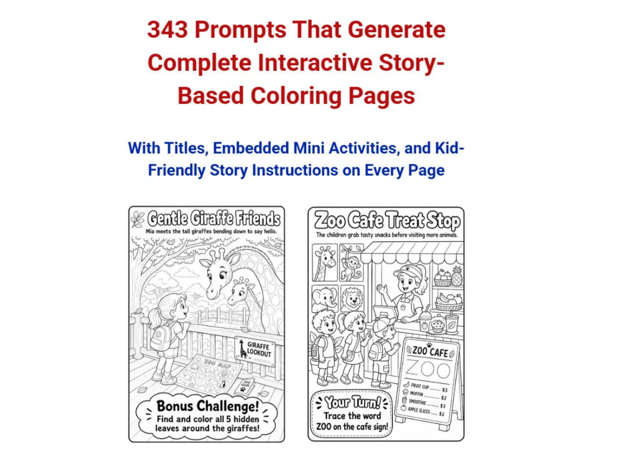 343 Prompts for Interactive Story-Based Coloring Pages Review: The AI Publishing System That Makes Children’s Activity Books Easier to Scale