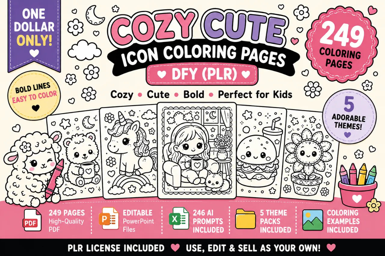 One Dollar for 249 Cozy Cute Icon Coloring Pages DFY – My Honest Review After Testing Every File