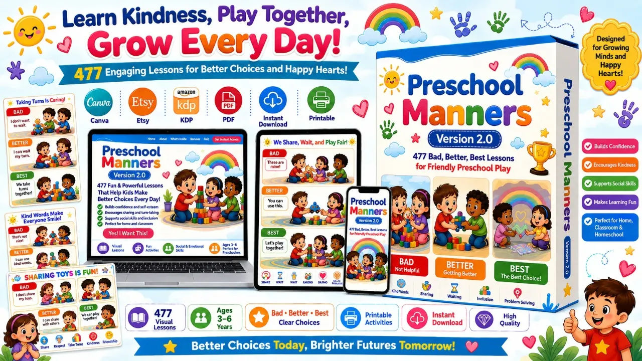 Preschool Manners Version 2.0 Review: 477 AI Prompts for Kids' Printables
