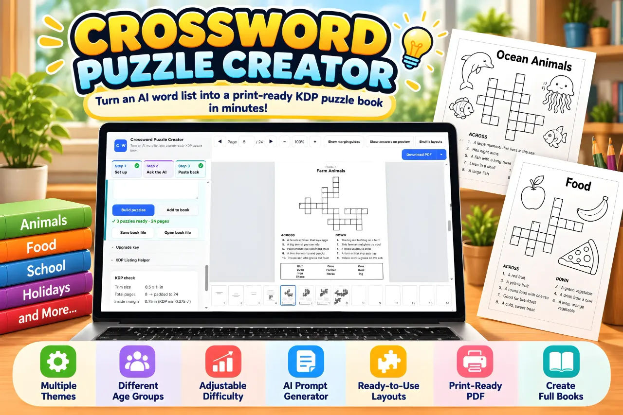 Crossword Puzzle Creator Review: KDP Books In 3 Steps