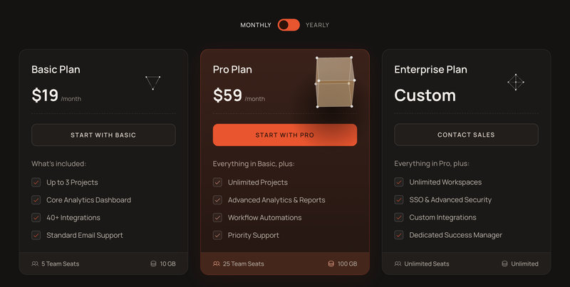 3D Gem Pricing Section