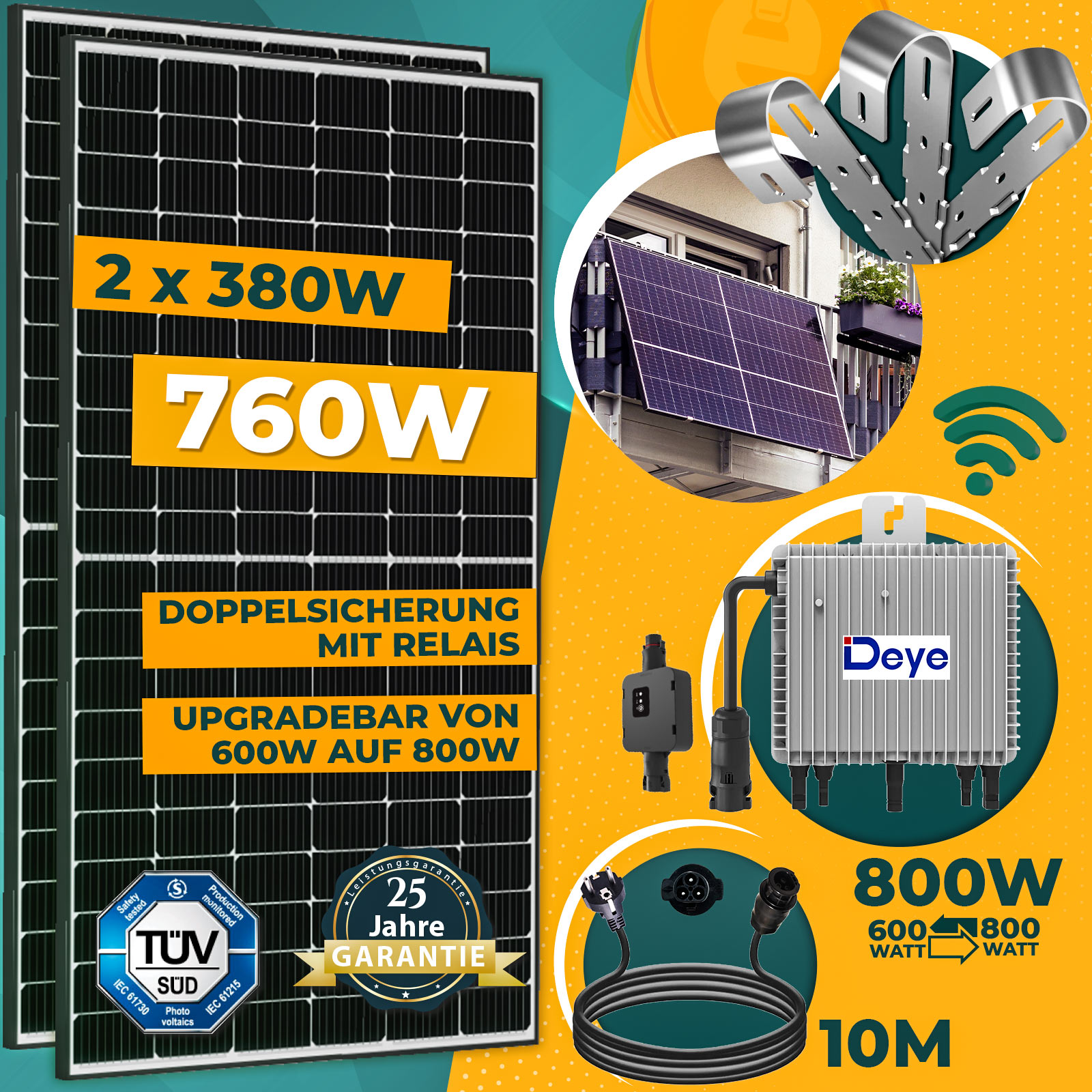 Deye Mikro Wechselrichter 800W WLAN SUN-M80G3-EU-Q0 Balkonkraftwerk