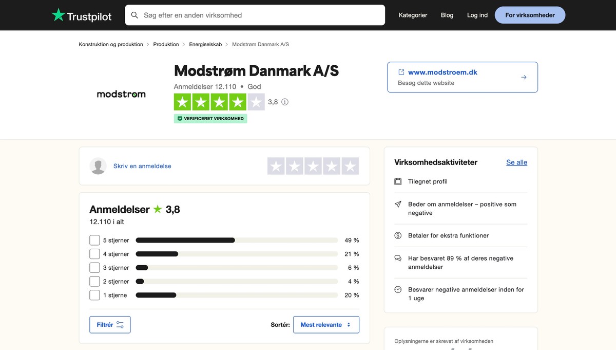 Modstrøm Trustpilot