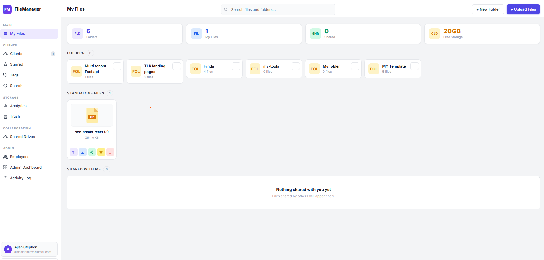 Document upload interface