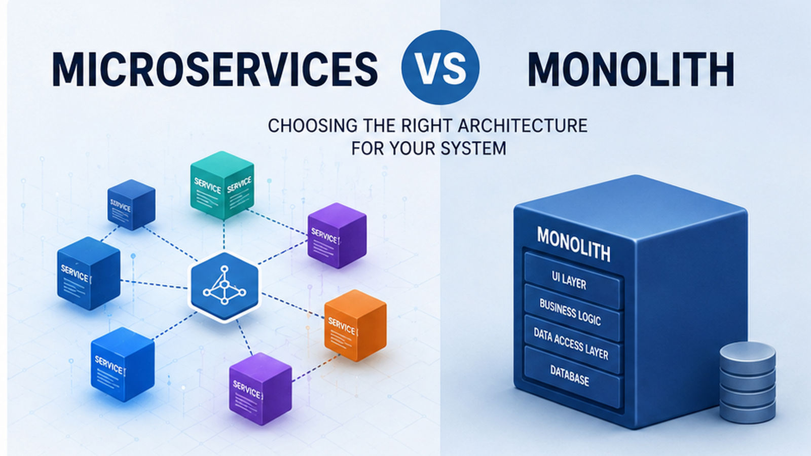 Microservices architecture diagram showing independent services communicating over a network