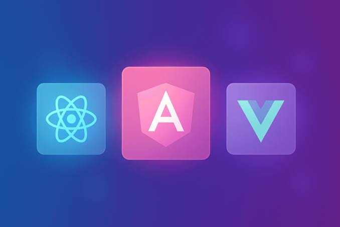 React, Angular, and Vue logos side by side