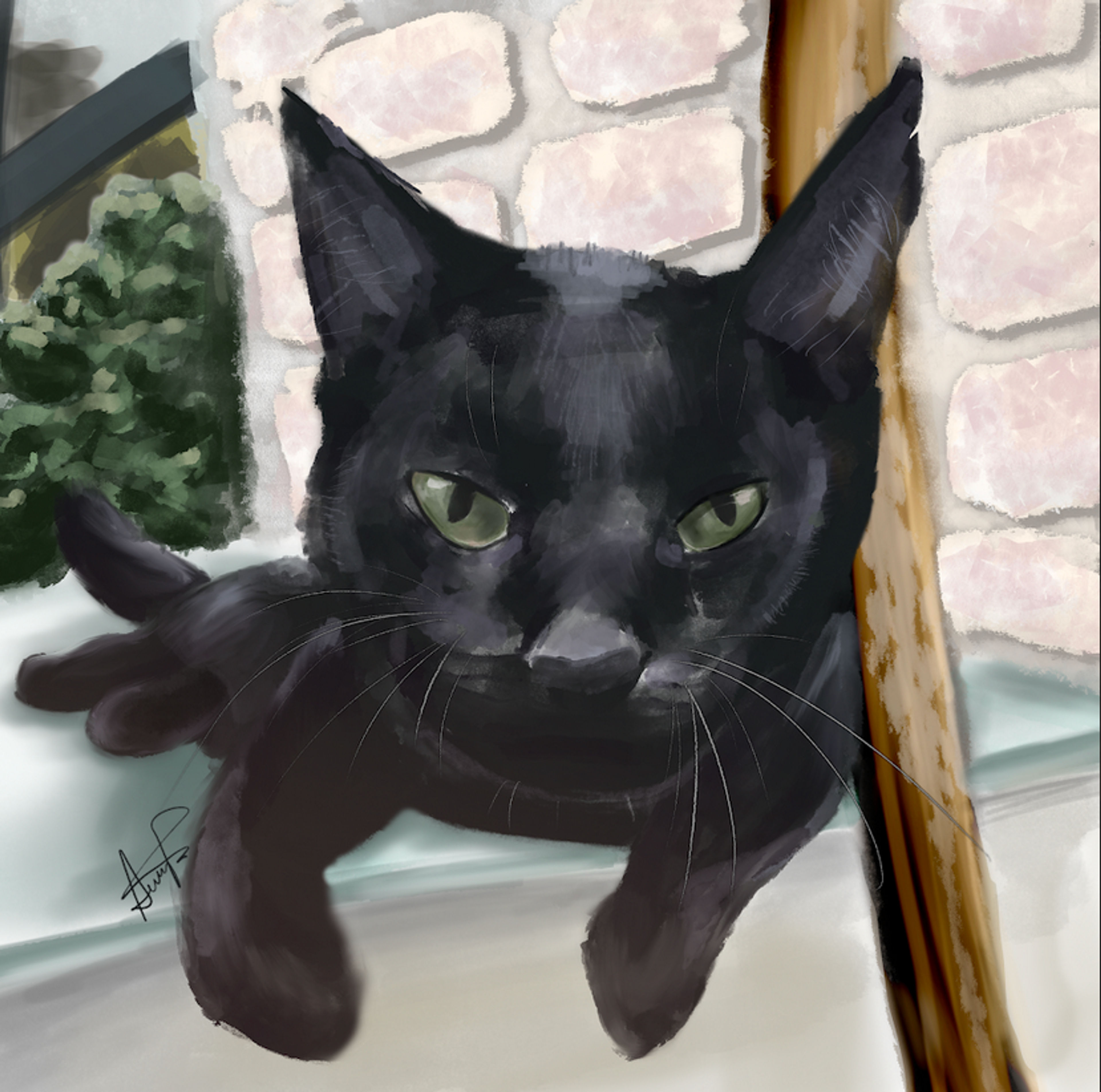 early digital cat practice painting