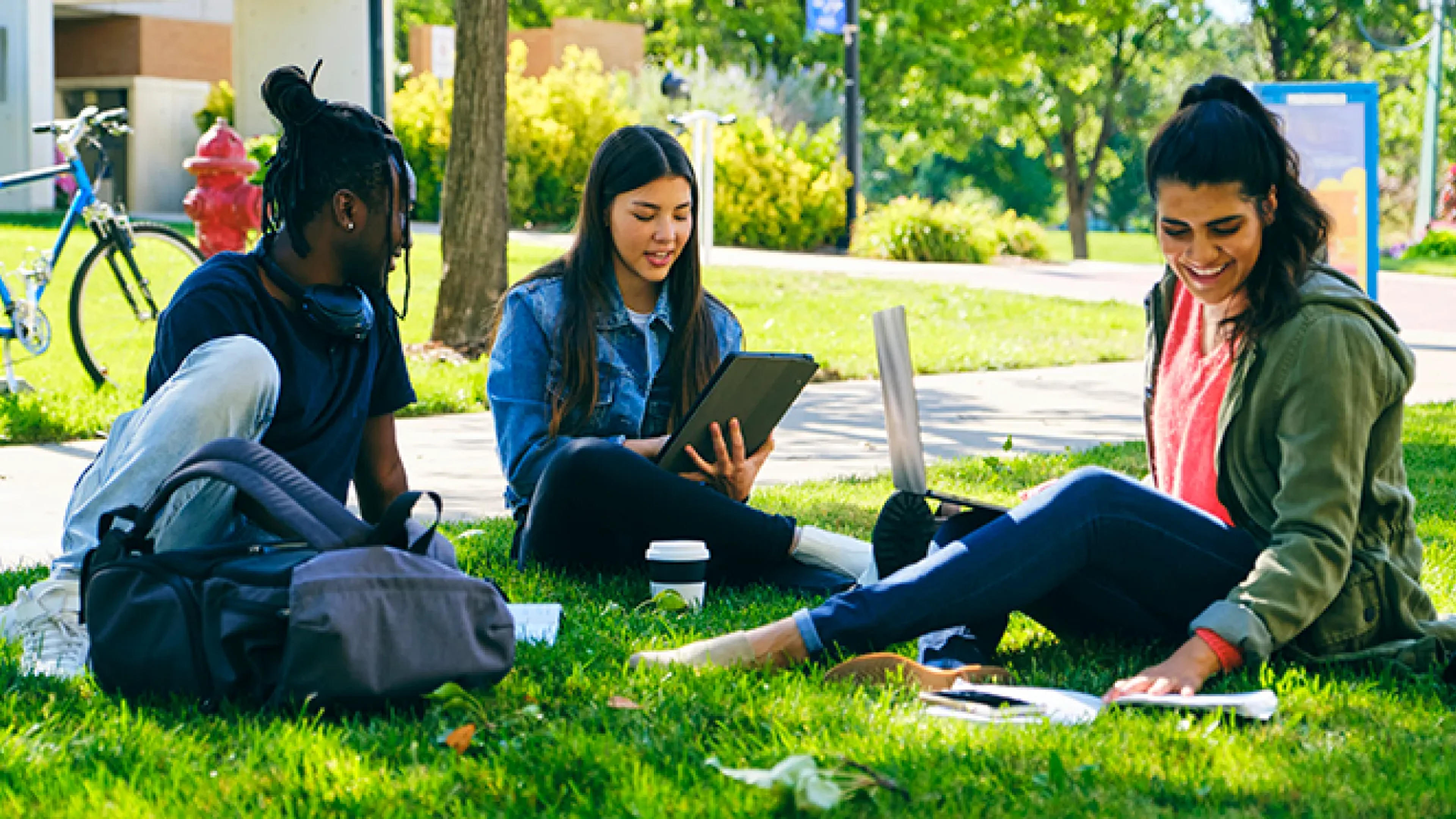 Undergraduate students learning together in a classroom